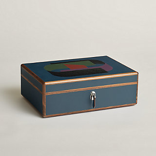 Amalthee Anchor Chain 17 watch box, large model - Blue | Hermès USA